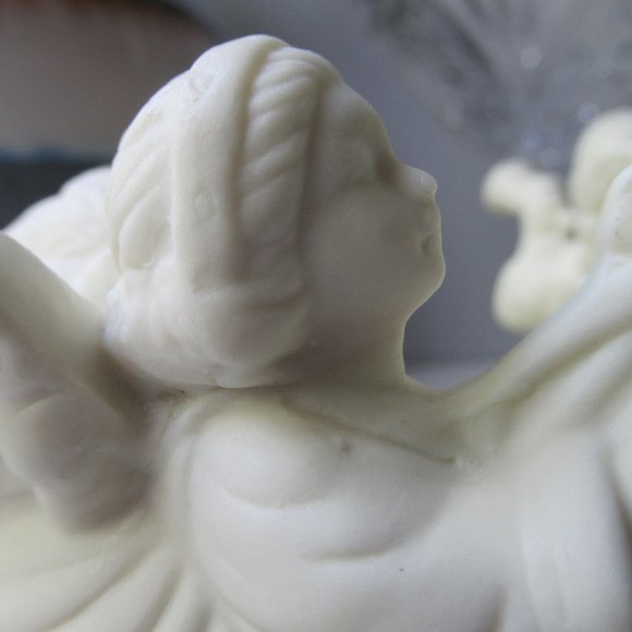 Porcelain Biscuit Candlestick Trio of Angels 1990s - Picture 13 of 16